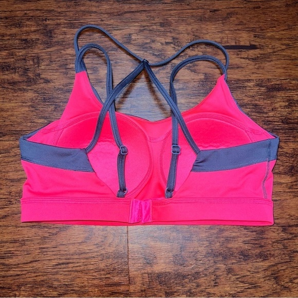 Sports Bra Racerback Pink Workout Bra Clasp Closure Double Straps, Size Medium - Picture 2 of 7